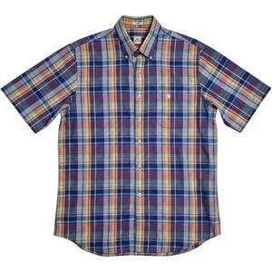 Peter Millar Men's Short Sleeve Madras Plaid Button Down Shirt Medium Multicolor